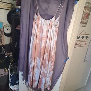 Silky Cream Tan Chemise with Spaghetti Straps